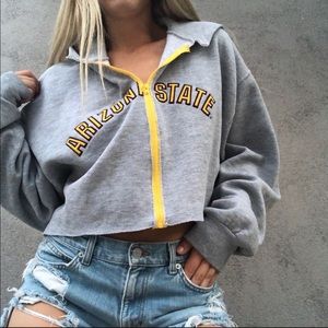 Vintage Arizona State Crop Hoodie W/ Yellow Zipper